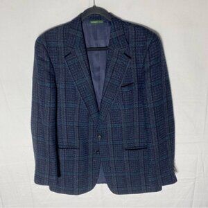 Vintage Colours By Alexander Julian Purple Teal Orange Plaid Wool Blazer 40R